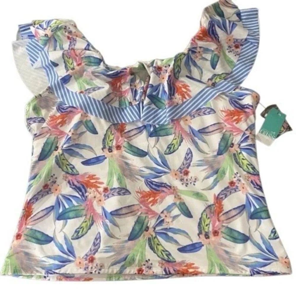 Outdoor Oasis 2XL Off Shoulder Floral Swim Top NWT